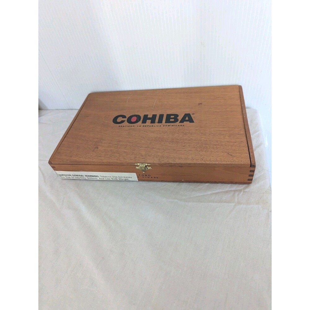 COHIBA Red Dot Wooden Cigar Storage Box VTG Crystal Corona Empty Dominican Gift